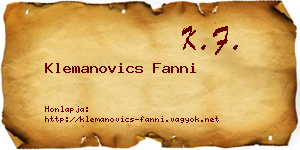 Klemanovics Fanni névjegykártya